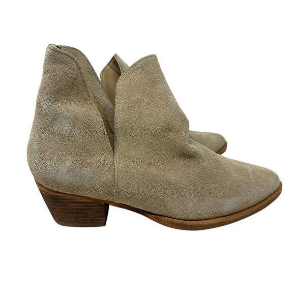 Free‎ People Charm Double V Ankle Boots Camel Suede Size Beige 37.5 US 7 - Picture 4 of 12